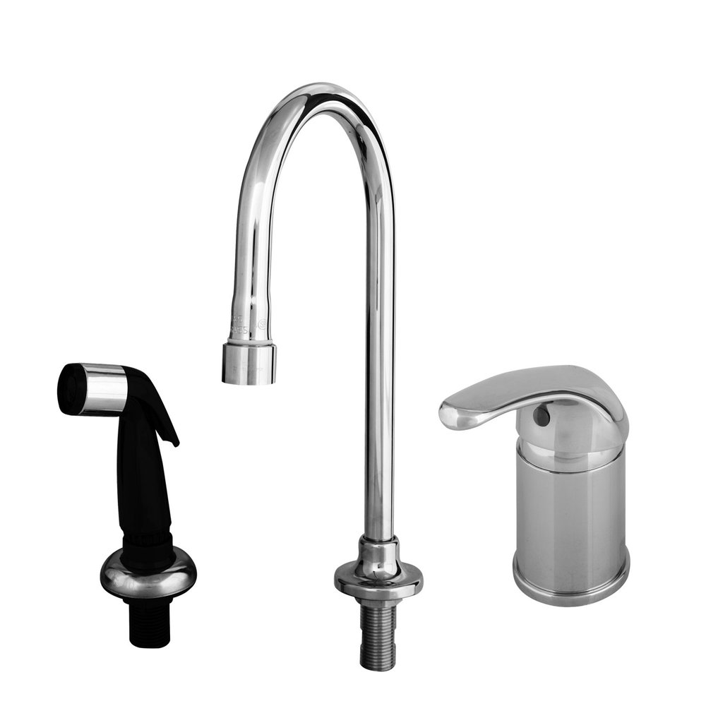 T&S Brass B-2744 Single Lever Side Mount Control Side spray Rigid Gooseneck Vandal Resistant Aerator