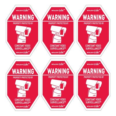 6 Security Camera CCTV Warning Stickers Home Business UV Coated Outdoor Use