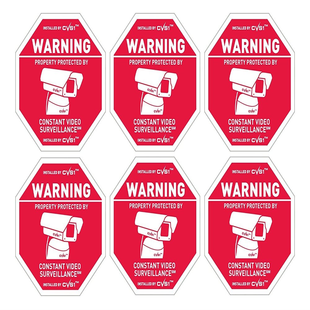 6 Security Camera CCTV Warning Stickers Home Business UV Coated Outdoor Use