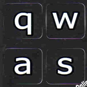 English Us Large Lettering (Lower case) Non Transparent Black Background Keyboard Computer Stickers