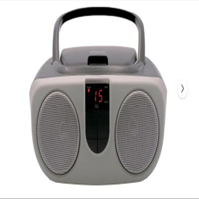 Sylvania SRCD243 Portable CD Player with AM/FM Radio, Boombox (Silver)