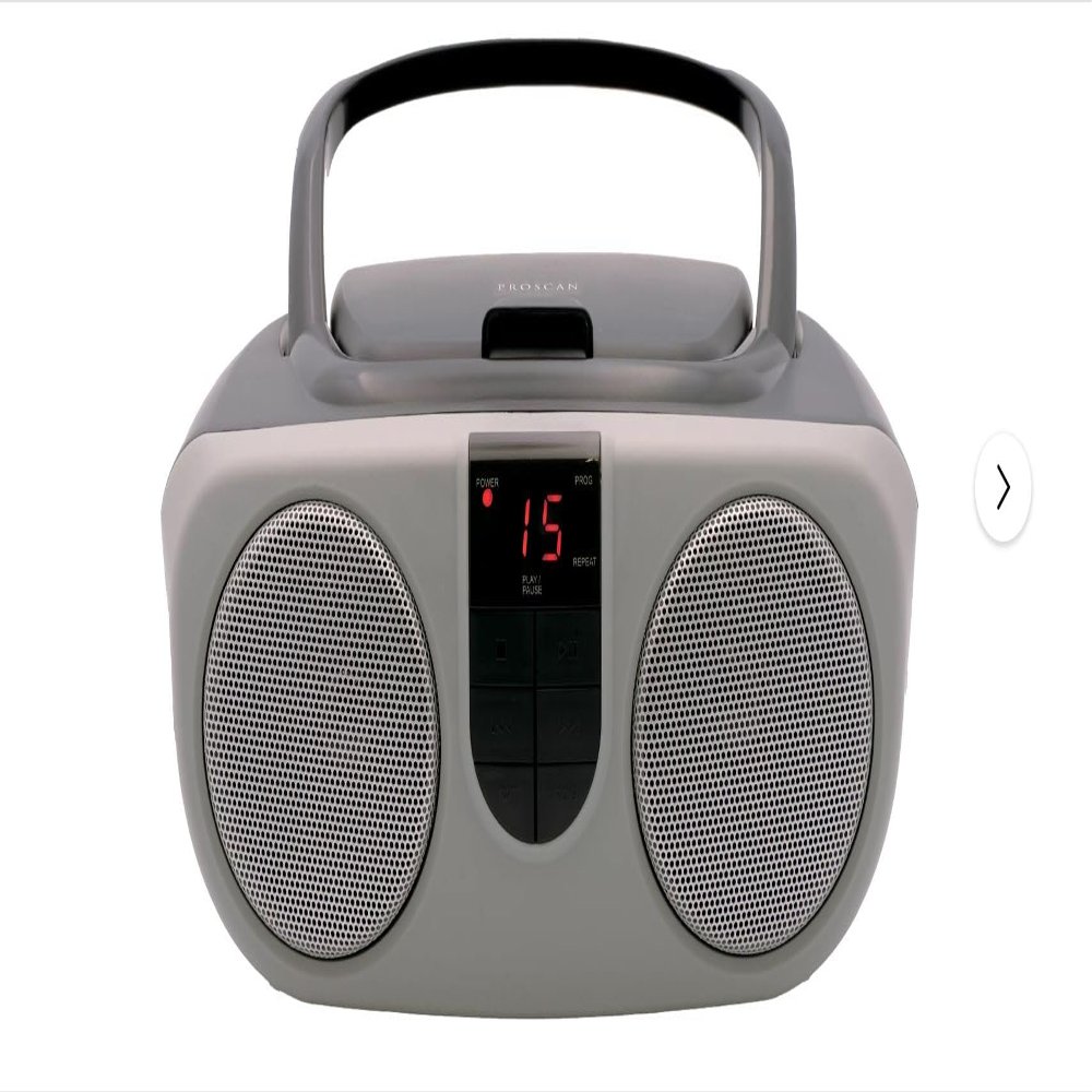 Sylvania SRCD243 Portable CD Player with AM/FM Radio, Boombox (Silver)