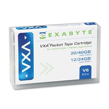 Exabyte 8 mm Data Cartridge, 62m, 20GB Native/80GB Compressed Data Capacity