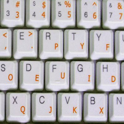 Dvorak Simplified Transparent Keyboard Stickers (Orange)