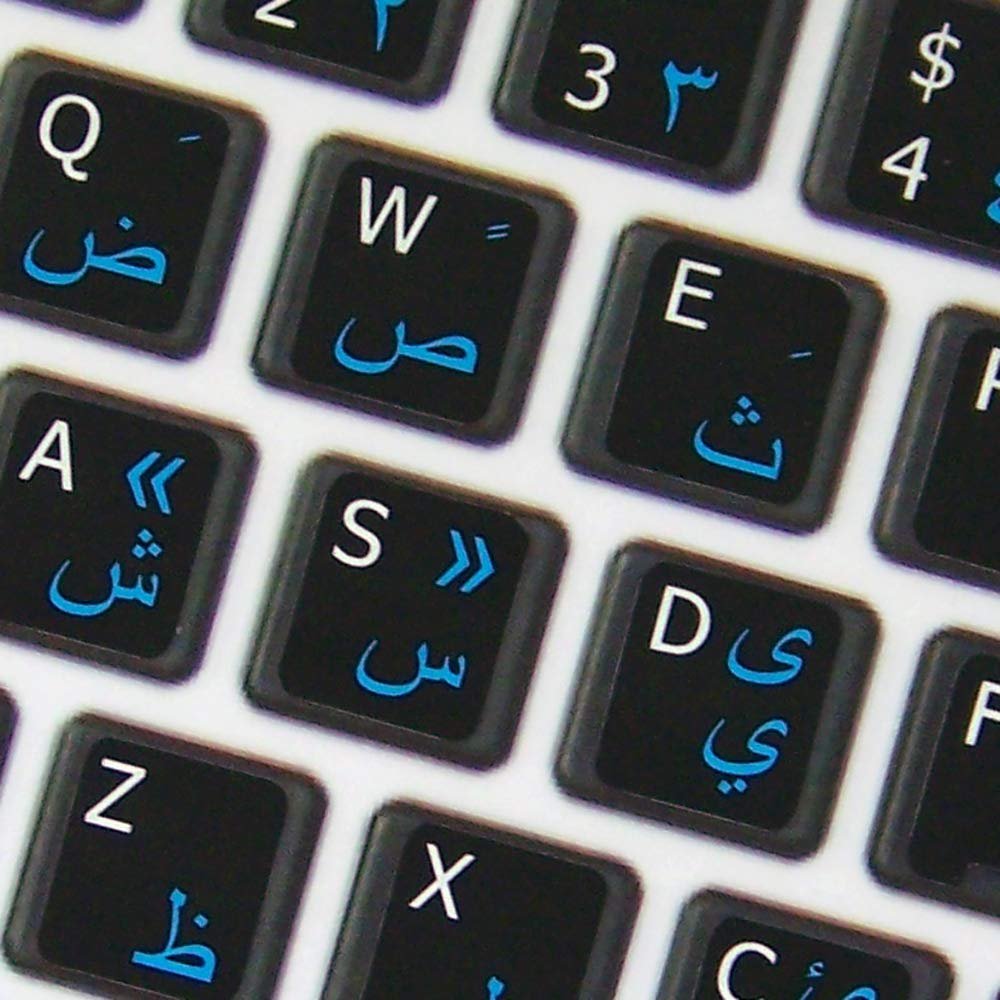 4Keyboard Arabic-English Non-Transparent Keyboard Sticker ON Black Background for Desktop, Laptop and Notebook