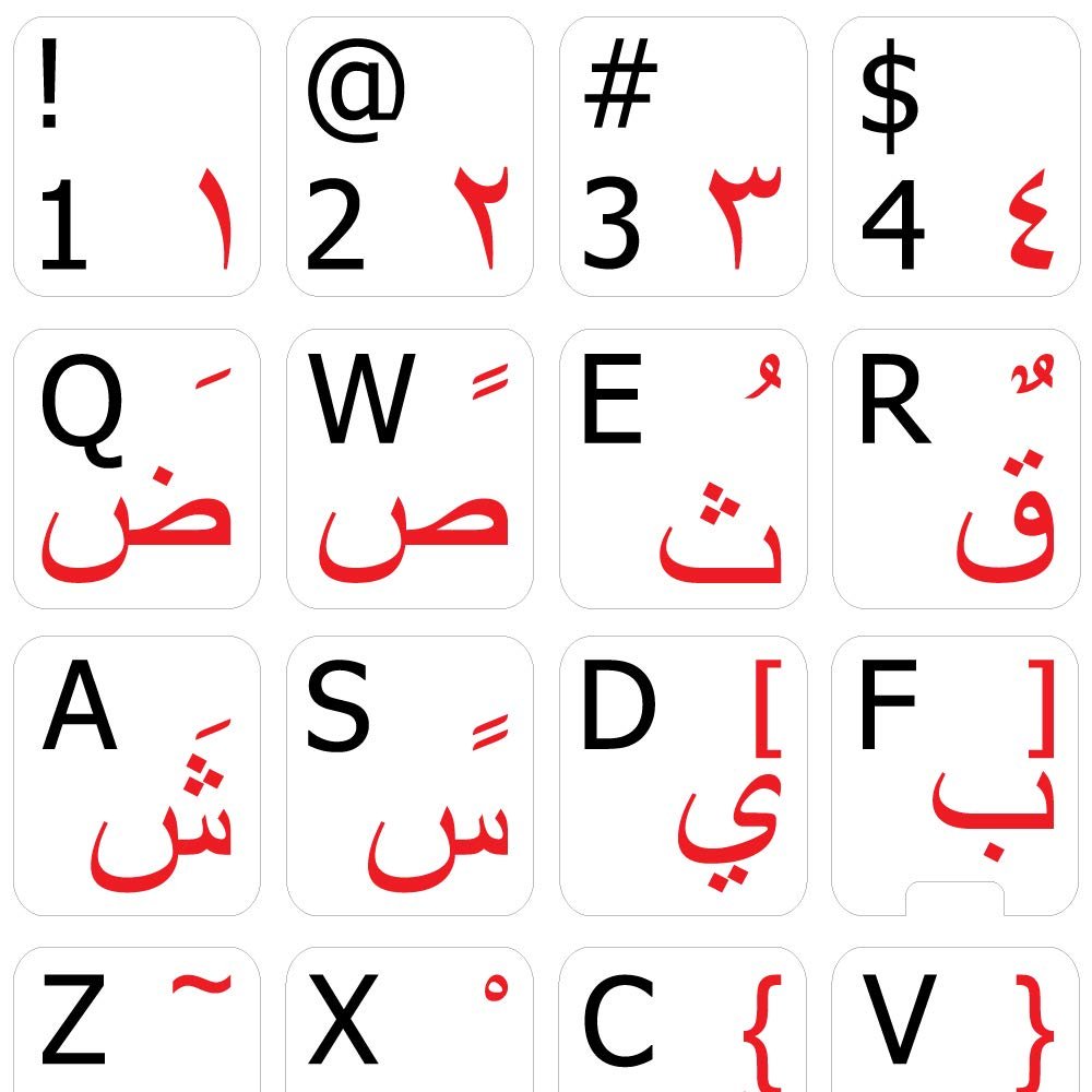 Arabic-English Non-Transparent Keyboard Sticker White Background for Desktop, Laptop and Notebook