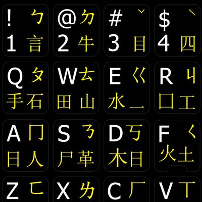Chinese-English ON Black Background Non-Transparent Keyboard Sticker for Desktop, Laptop and Notebook