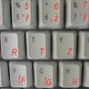 Czech Keyboard Decals with RED Lettering Transparent Background view 2