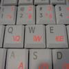 Czech Keyboard Decals with RED Lettering Transparent Background view 3