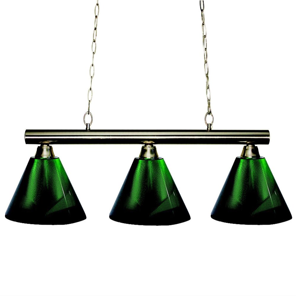 Z-Lite 155-3BN-ARG Sharp Shooter Three Light Billiard, Metal Frame, Brushed Nickel Finish and Acrylic Green Shade of Acrylic Material
