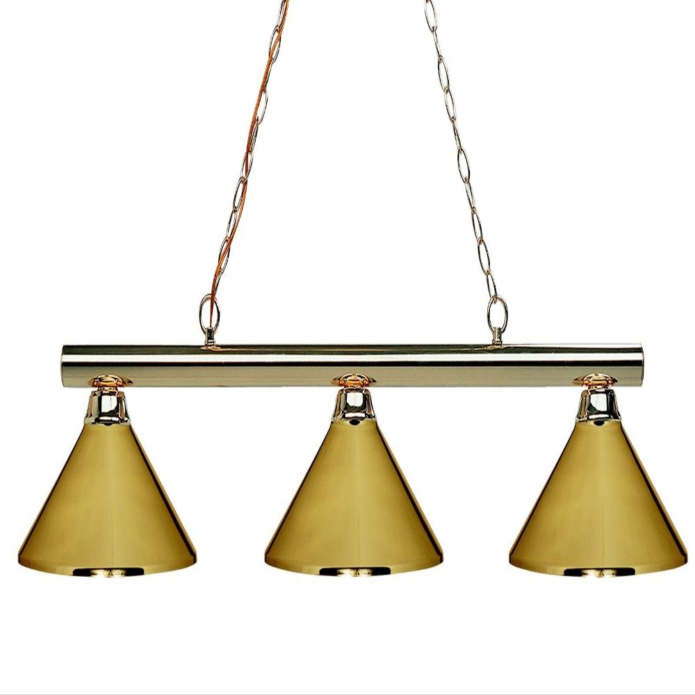 Z-Lite 155-3PB-MPB Sharp Shooter Three Light Billiard, Metal Frame, Polished Brass Finish and Metal Polished Brass Shade of Metal Material