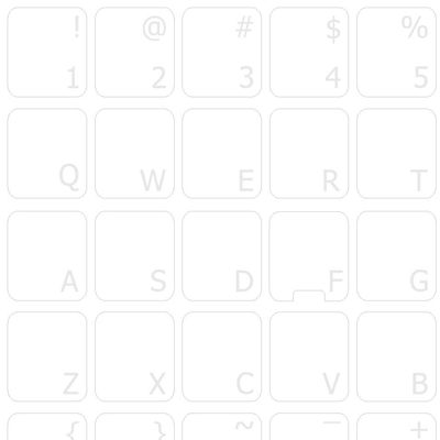 ENGLISH US KEYBOARD DECALS with WHITE LETTERING TRANSPARENT BACKGROUND for DESKTOP, LAPTOP and NOTEBOOK