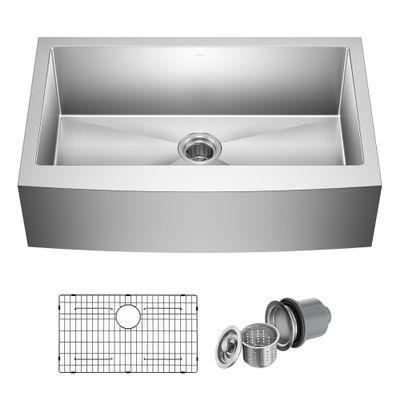 Kraus KHF200-33 Standart PRO Stainless Steel Sink 33 inch Farmhouse Apron Single Bowl 16 gauge