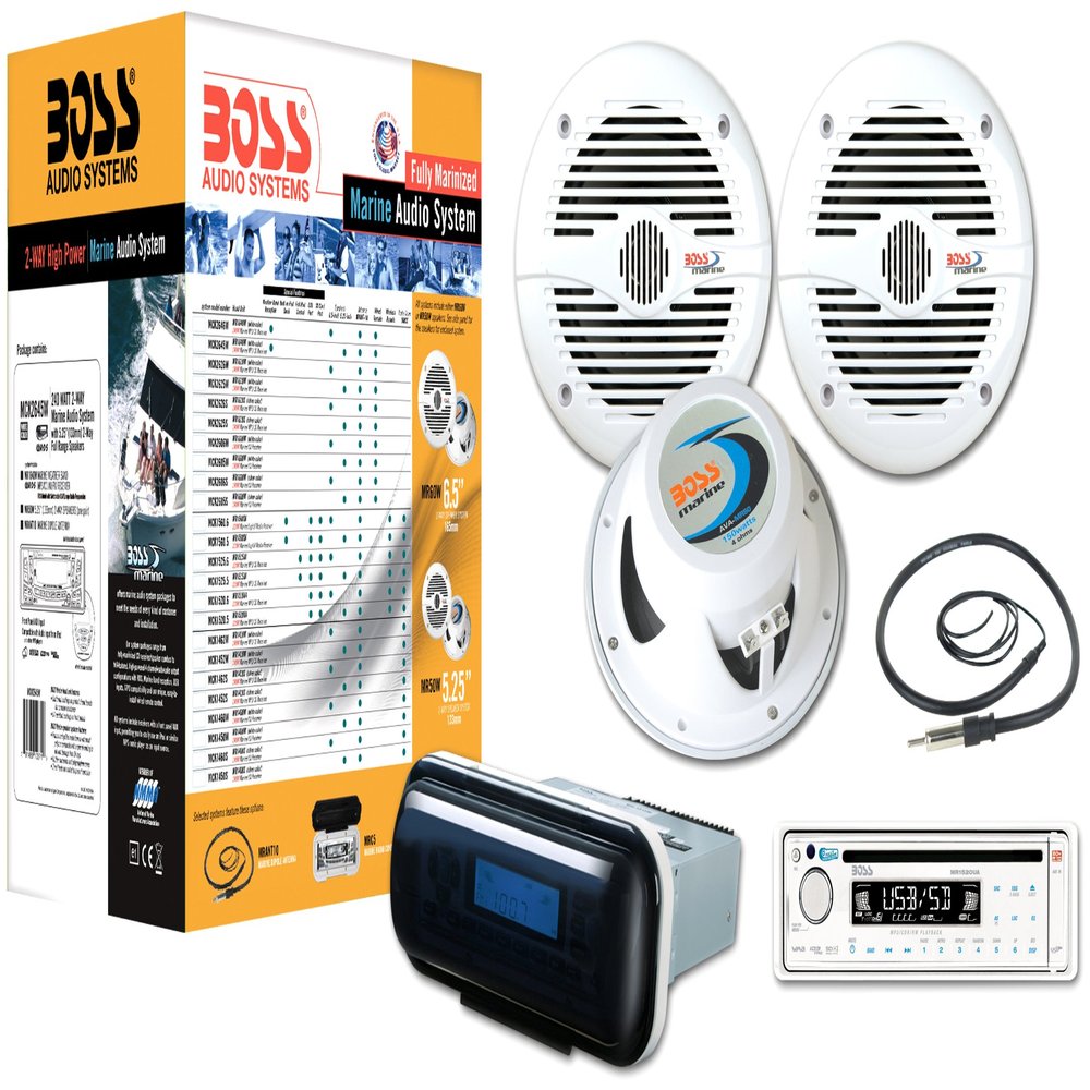 BOSS Audio Systems MCK1520.5 Combo Kit includes MR1520UA, MR50W, ANT10, MRC5