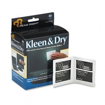 Read Right Kleen & Dry Wet/Dry Wipes PAD,CLEANING,CRT,40PK/BX DS330-SSVA (Pack of5)
