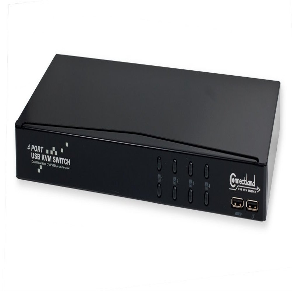 Connectland USB Interface 4X Ports KVM Switch with DVI & Audio