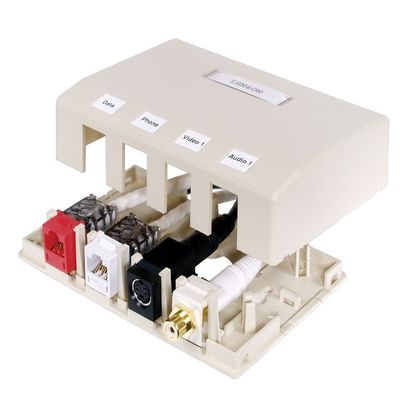 Hubbell ISB4OW Housing, Surface Mount, 4 Port, Office White