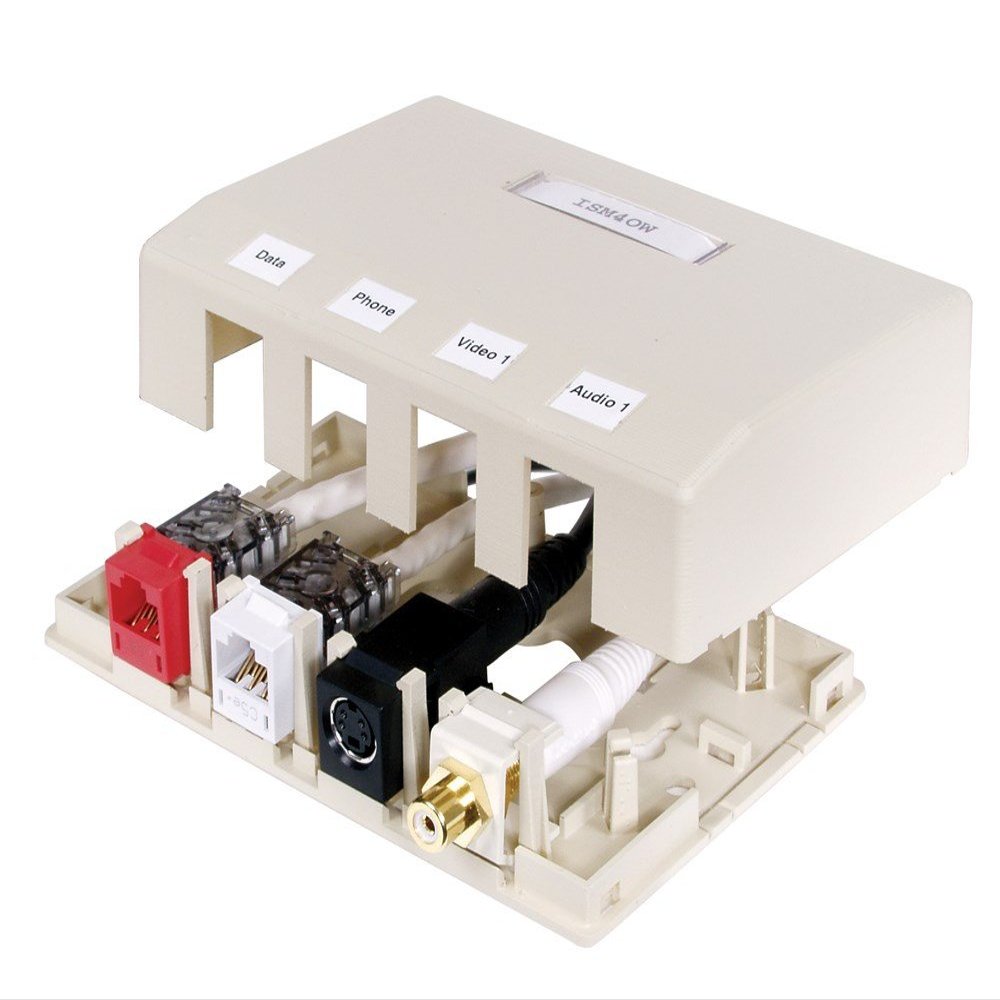 Hubbell ISB4OW Housing, Surface Mount, 4 Port, Office White