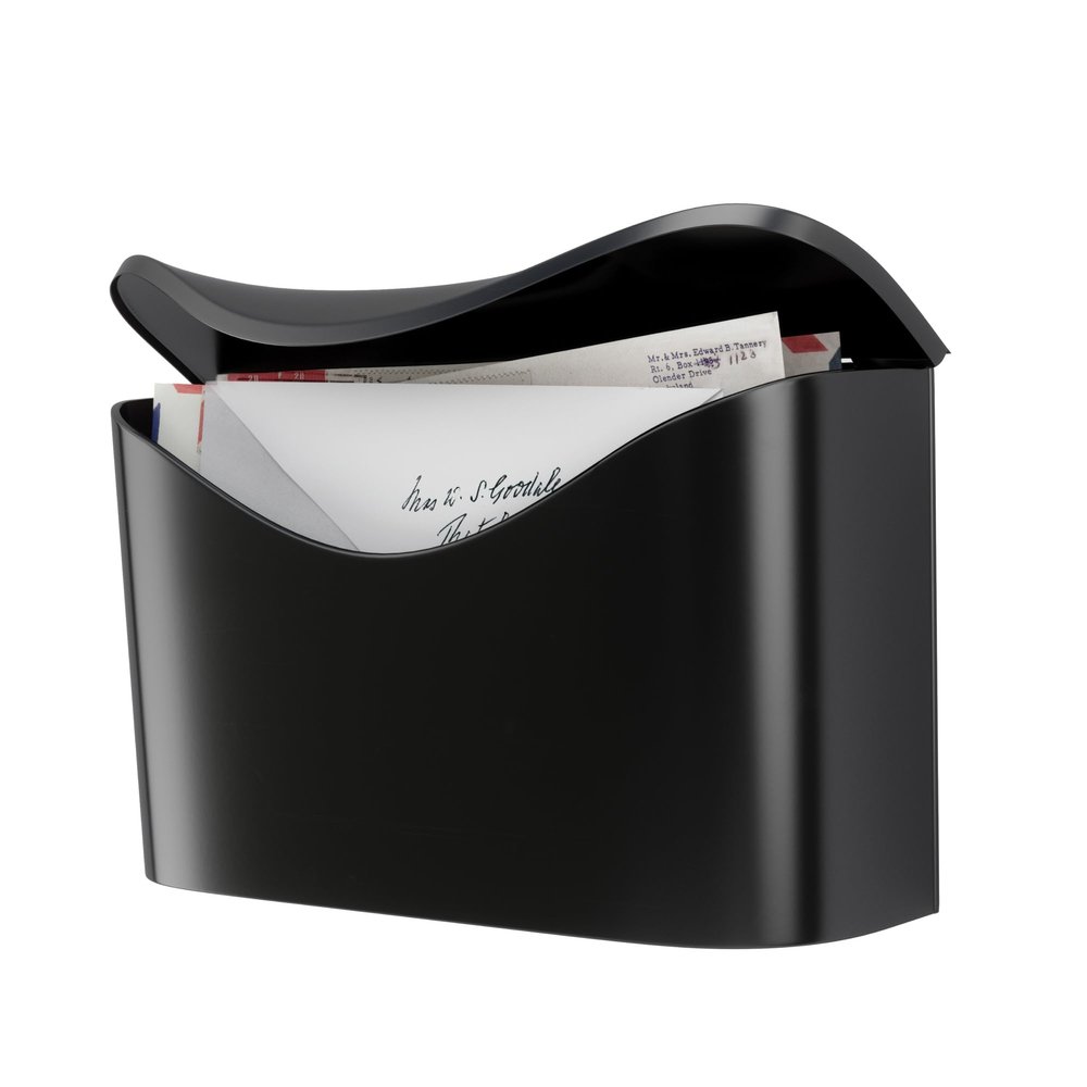 Umbra Postino Wall Mailbox, Steel Entryway Letter Box, Black