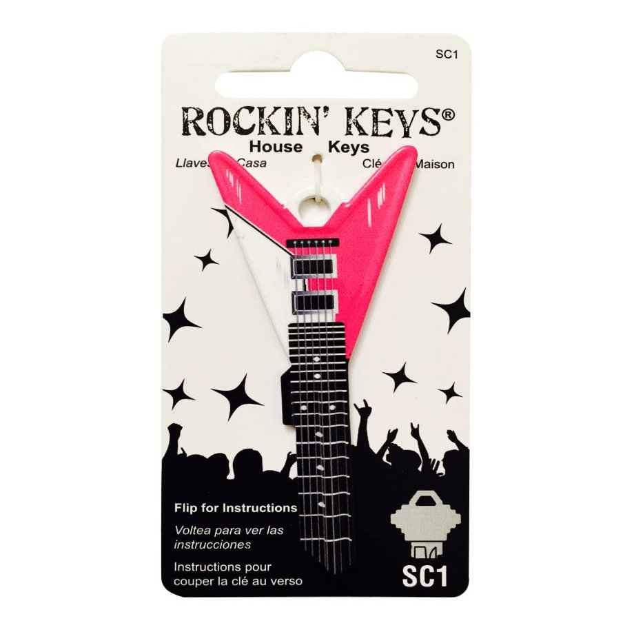 Rockin' Keys Pink V Guitar Shaped House Key SC1