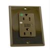 Leviton 8280 15 Amp, 125 Volt, Decora Plus Duplex Surge Suppressor Receptacle, Hospital Grade, Straight Blade, Brown view 1