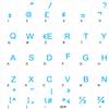 French QWERTY Canadian Keyboard Labels with Blue Lettering ON Transparent Background for Desktop, Laptop and Notebook view 1