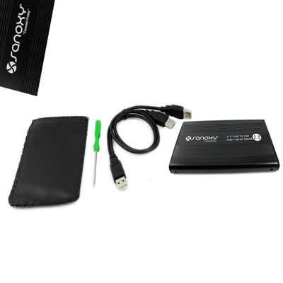 SANOXY Black USB 2.0 to IDE 2.5" Hard Disk Drive HDD Aluminum External Case Enclosure 500GB Max Capacity