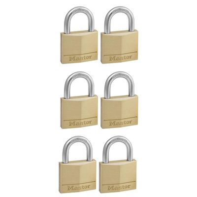 Master Lock Padlock, Solid Brass Body Lock, Keyed Alike, Best Used for Best Used for Indoor Storage Lockers, School Lockers and More (Pack of 6)