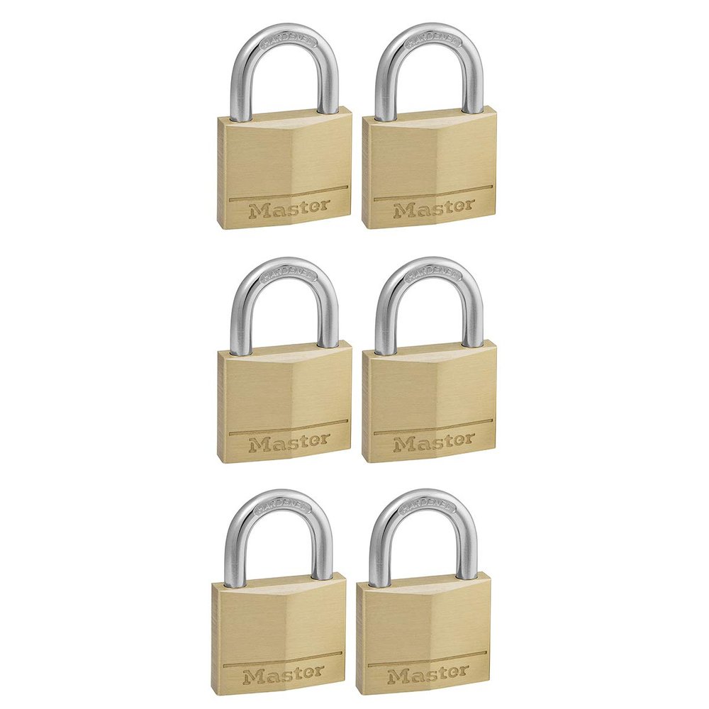 Master Lock Padlock, Solid Brass Body Lock, Keyed Alike, Best Used for Best Used for Indoor Storage Lockers, School Lockers and More (Pack of 6)