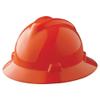 MSA 454734 V-Gard Full-Brim Hard Hat With Staz-on Pinlock Suspension | Polyethylene Shell, Superior Impact Protection, Self Adjusting Crown Straps - Standard Size in Orange view 1