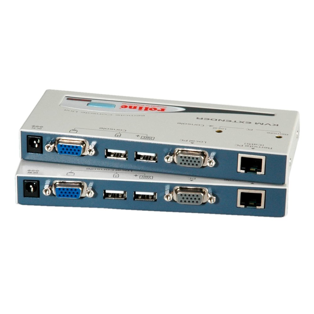 ROLINE Smart KVM Extender, USB - KVM switches (USB, 1024 x 768 pixels, metal, 20 x 156 x 65 mm)