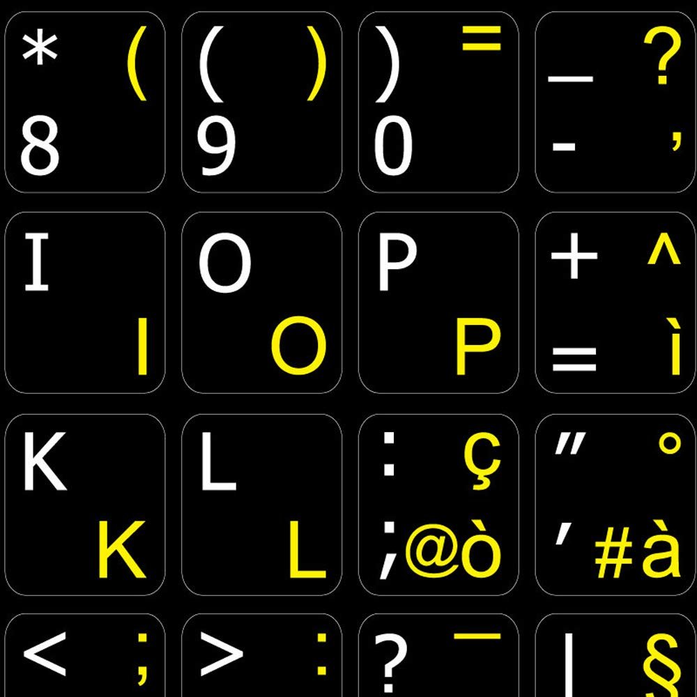 ITALIAN-ENGLISH NON-TRANSPARENT KEYBOARD STICKER BLACK BACKGROUND