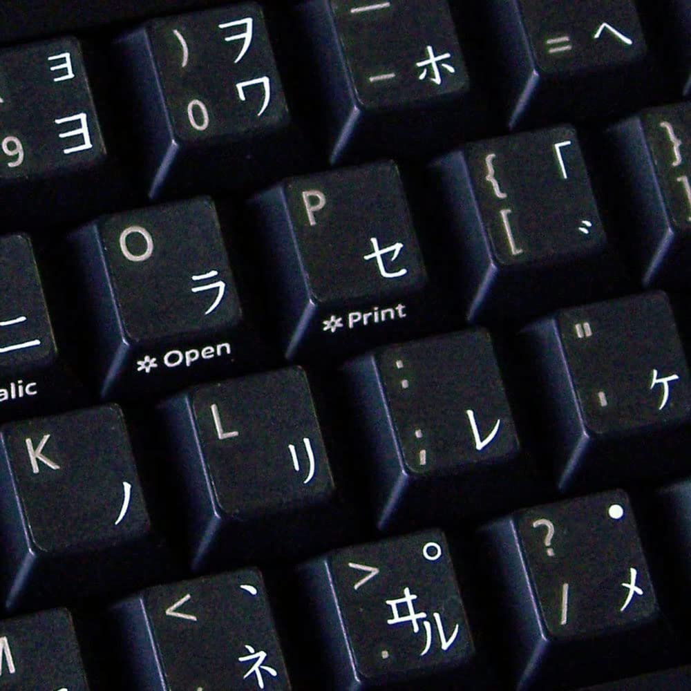 4Keyboard Japanese Katakana Keyboard Labels Layout with White Lettering Transparent Background for Desktop, Laptop and Notebook