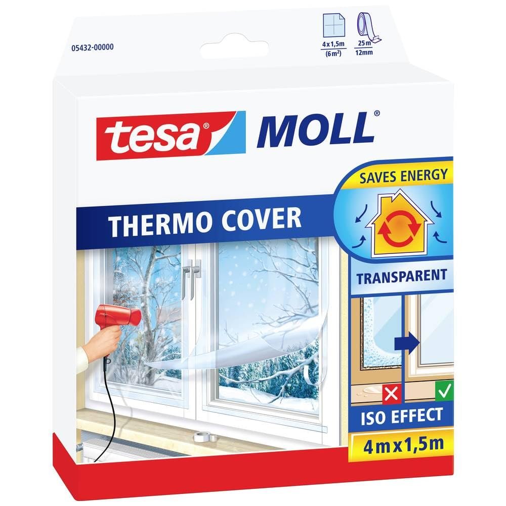 tesa UK Thermocover Insulating Film for Windows 4 m x 1.5 m (max) - Transparent