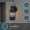 VAXCEL Hyannis 12.25 in. H 1-Light Textured Black Coastal Outdoor Wall Sconce Made of Durable Steel, Clear Ribbed Glass Shade, LED Compatible, Use for Exterior Porch Patio Front Door or Garage view 2