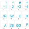 ROMANIAN KEYBOARD LABELS LAYOUT with BLUE LETTERING TRANSPARENT BACKGROUND for DESKTOP, LAPTOP and NOTEBOOK view 1
