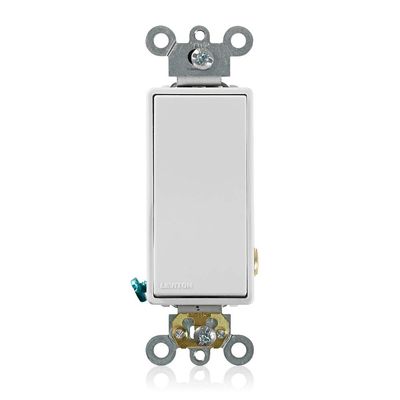 Leviton 20 Amp, 120/277 Volt Decora Plus Rocker Single-Pole AC Quiet Switch, 5621-2W, White