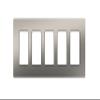 Lutron Claro Light Switch Cover Plate, 5 Gang Wallplate, for Decorator Light Switches, Rocker Light Switch Cover, Outlet Cover, Screwless Switch Plate Cover, Gloss, CW-5-SS, Stainless Steel view 1