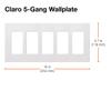 Lutron Claro Light Switch Cover Plate, 5 Gang Wallplate, for Decorator Light Switches, Rocker Light Switch Cover, Outlet Cover, Screwless Switch Plate Cover, Gloss, CW-5-SS, Stainless Steel view 3