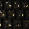 4Keyboard Slovenian/Croatian Keyboard Stickers with Yellow Lettering ON Transparent Background for Desktop, Laptop and Notebook view 3