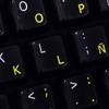 SPANISH (LATIN AMERICAN) KEYBOARD LABELS WITH YELLOW LETTERING ON TRANSPARENT BACKGROUND view 1