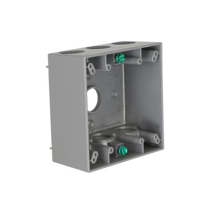 BELL 2-Gang Weatherproof Box, Seven 3/4 in. Threaded Outlets, Gray