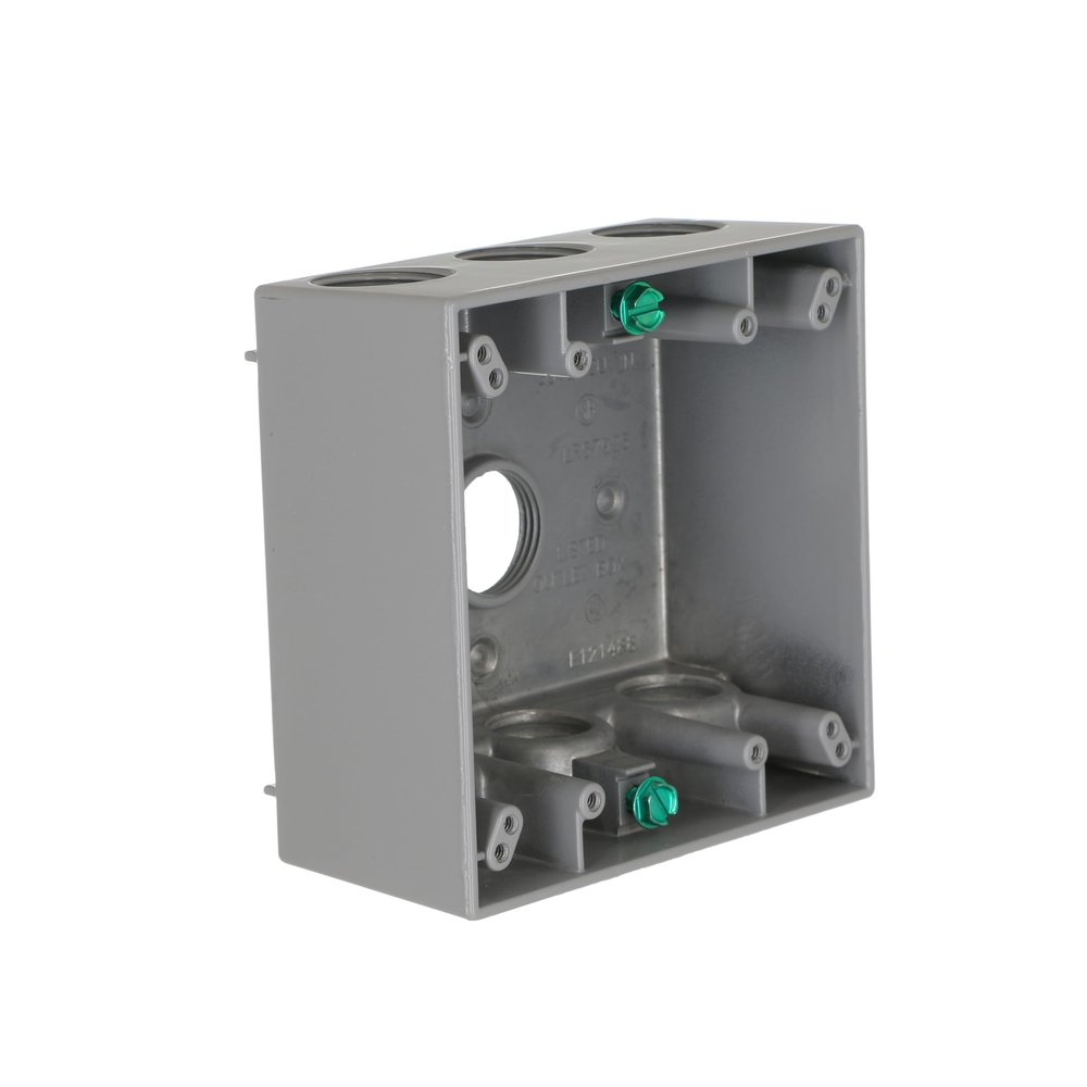 BELL 2-Gang Weatherproof Box, Seven 3/4 in. Threaded Outlets, Gray