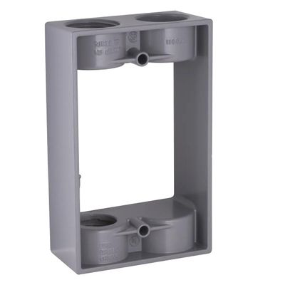 1-Gang Weatherproof Extension Adapter, Two 3/4 in. Threaded Outlets, Gray