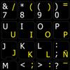 Spanish (Traditional)-English Non-Transparent Keyboard Stickers ON Black Background view 1