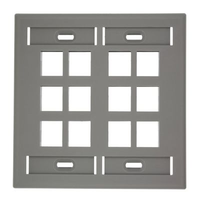 Leviton 42080-12G Quickport Wallplate with ID Window, Dual Gang, 12-Port, Grey