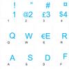 Swedish - Finnish Keyboard Decals with Blue Lettering Transparent Background view 1
