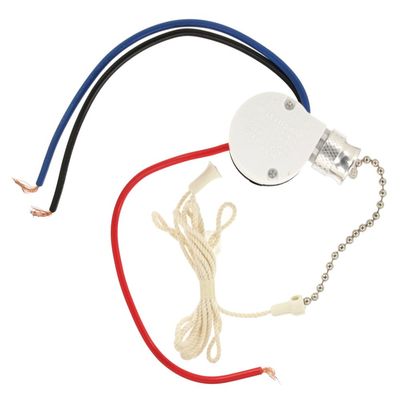 Leviton Pull Chain Switch, Three Speed, Four Position, 1691-50, White