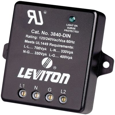 Leviton 3840-DIN 240 Volt AC, 3 Pole, 4 Equipment Cabinet Surge Protective Device, Wired-In Module