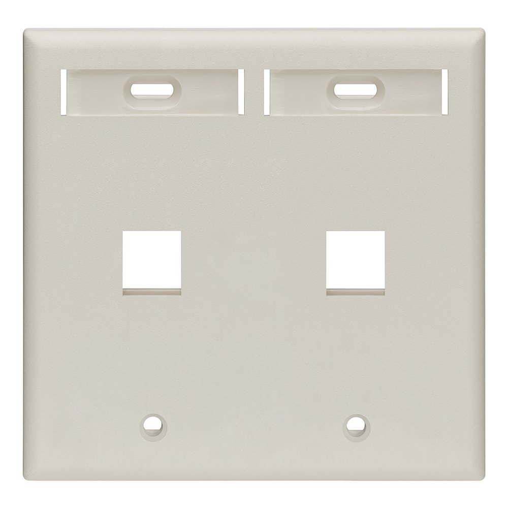Leviton 2-Port Dual Gang QuickPort Wallplate with ID Windows, 42080-2TP, Light Almond